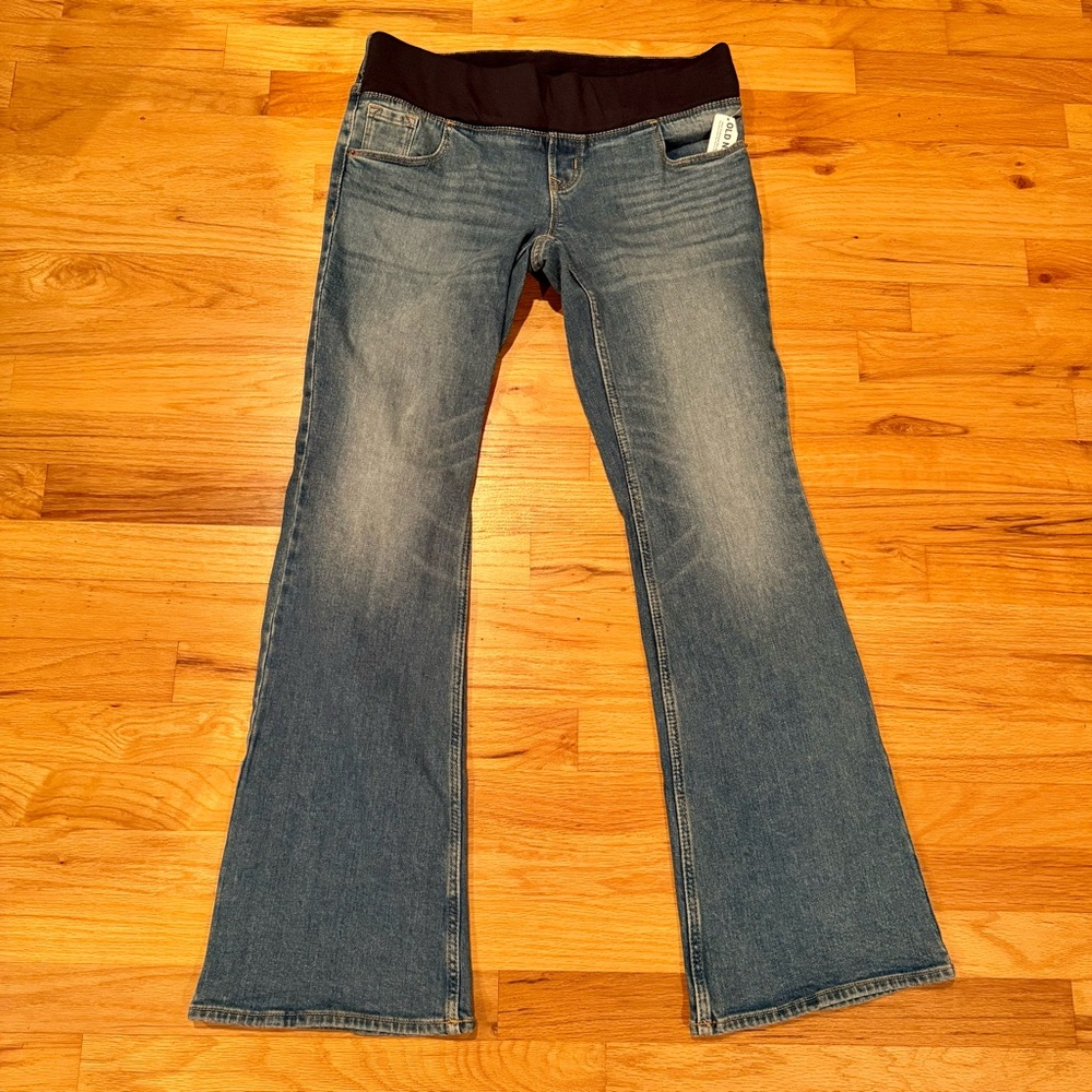 NWT Old Navy Stretch Front Low Panel Maternity Flare Denim Jeans 6 NEW